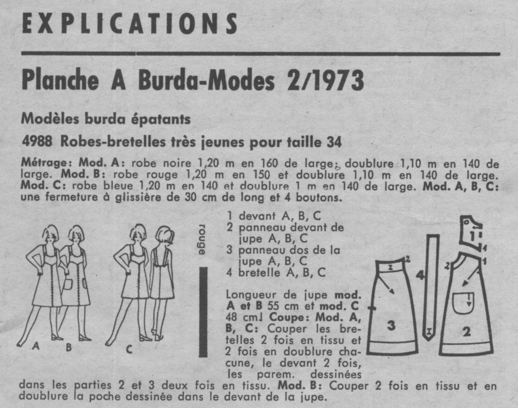 # Robe salopette Burda moden en février 1973